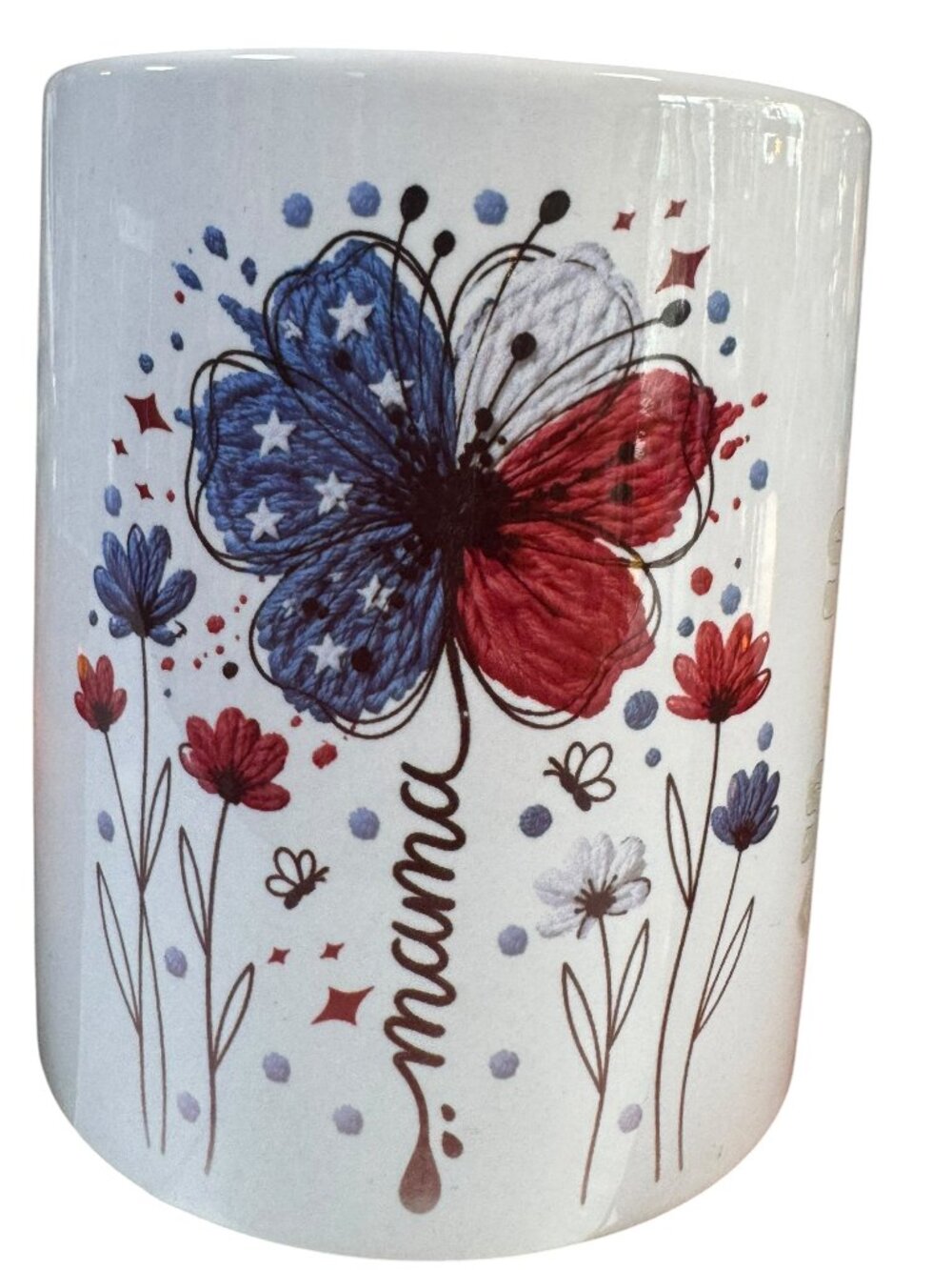Mama Butterfly Floral Ceramic Coffee Mug, White, 11 oz, Out of Service Funny